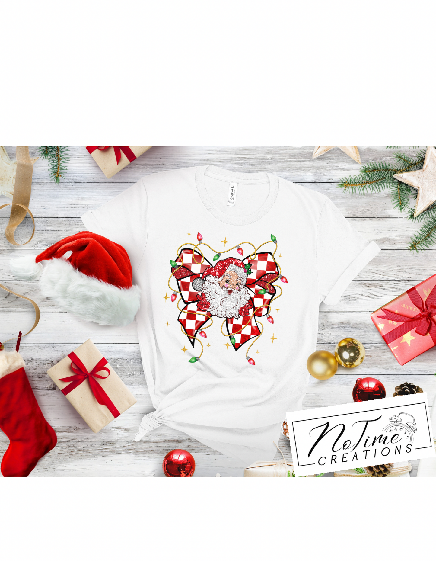 Christmas Santa Bow T-shirt