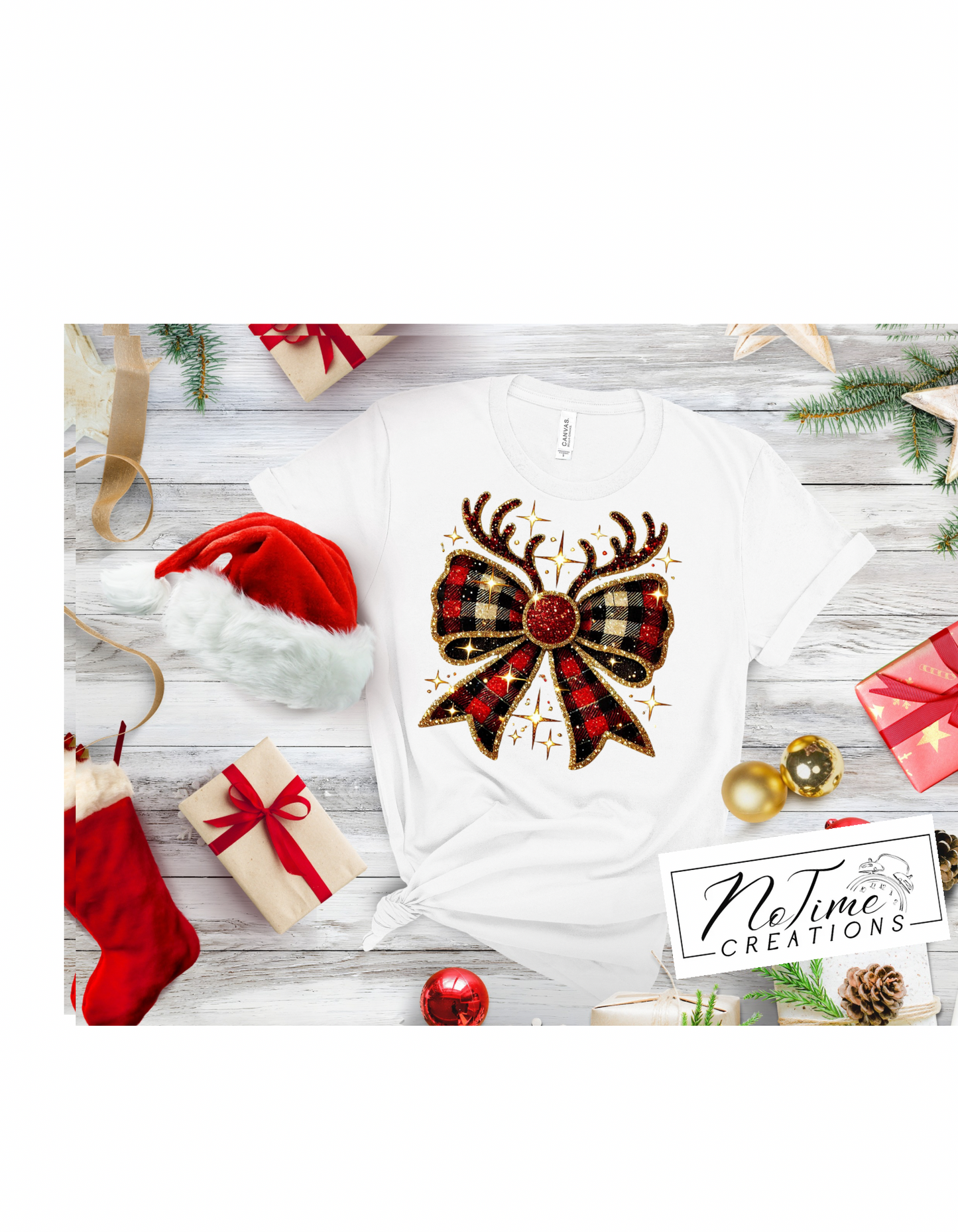 Christmas Reindeer Bow T-shirt