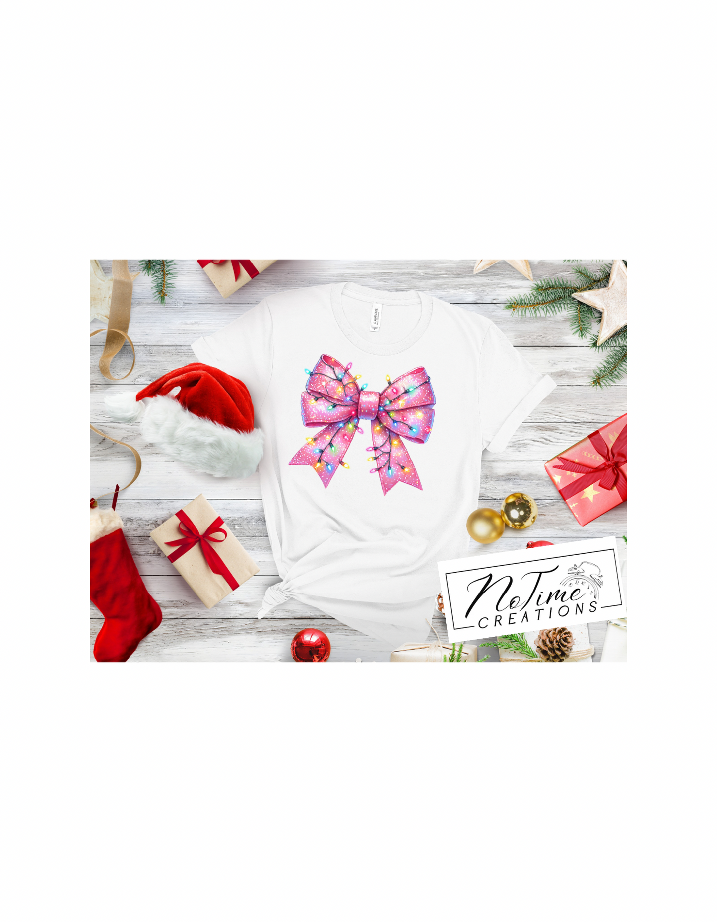 Cute Christmas lights Coquette Bow T-shirt