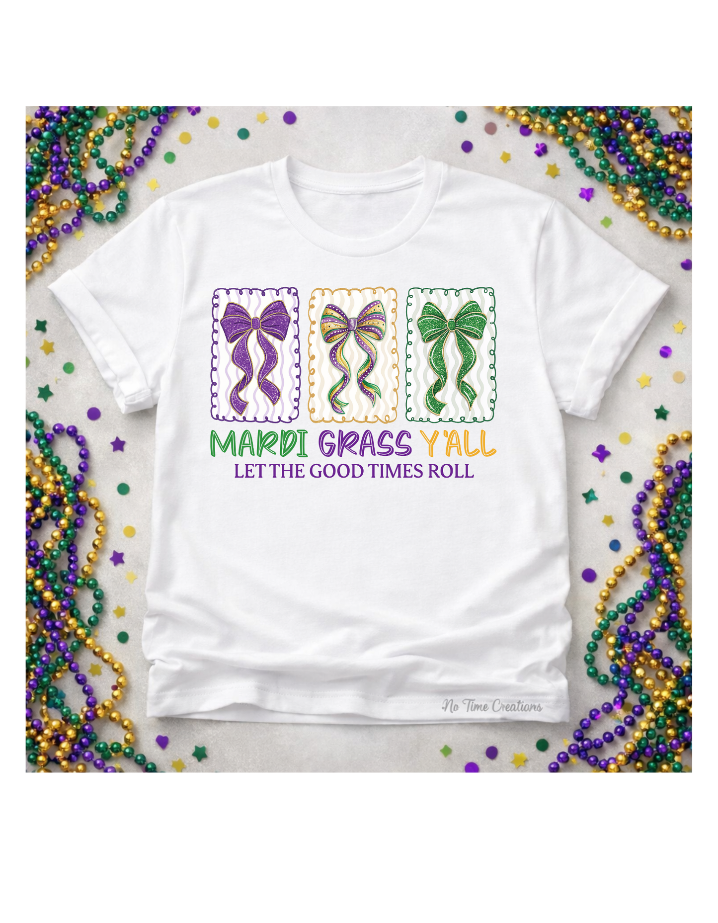 Mardi Gras Tee bow
