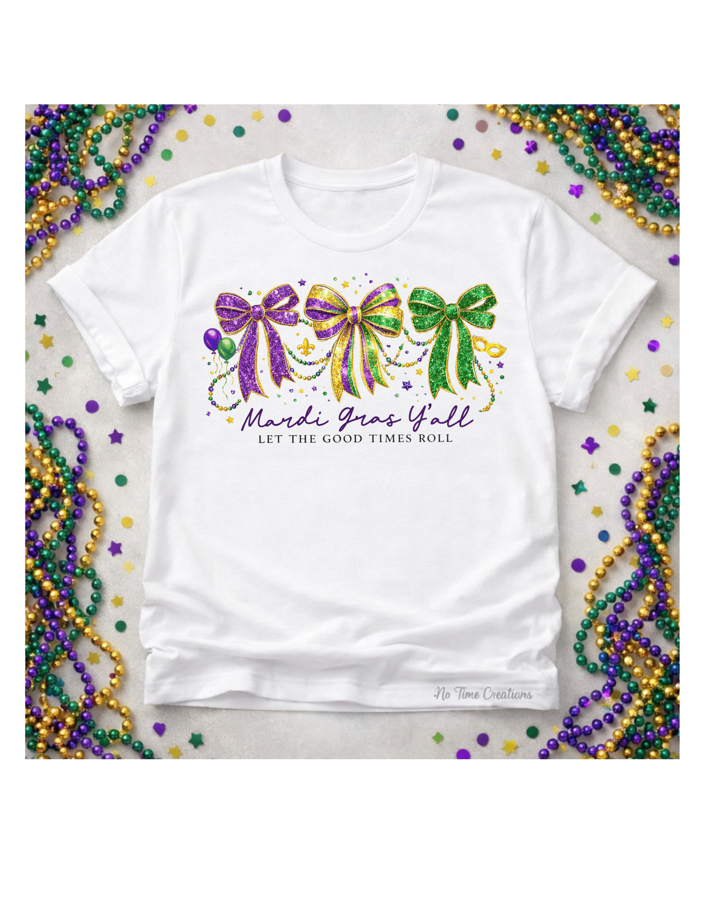 Mardi Gras Tee bow