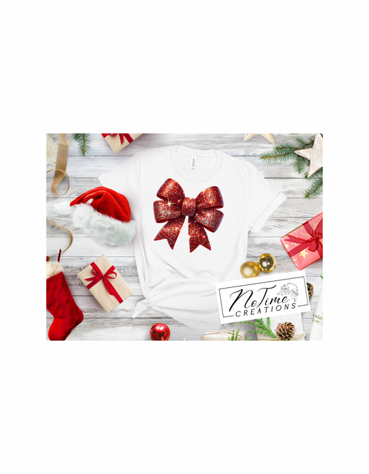 Cute Christmas Coquette Bow T-shirt